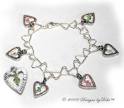 Designs by Debi Handmade Jewelry Sterling Silver Plated Heart Link Chain and Swarovski Crystal Love xoxo Heart Charms Bracelet with Lobster Clasp