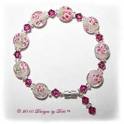 Designs by Debi Handmade Jewelry Raspberry Aloha Glass Bead and Swarovski Crystal Fuchsia Bicones Bracelet with a Silver Magnetic Clasp