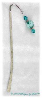 Designs by Debi Handmade Jewelry Aqua Aloha Floral Textured Silver Shepherd's Hook Bookmark