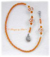 Desigs by Debi Handmade Jewelry Orange 'Follow Your Dreams' Flowers and Crystal Thong Bookmark