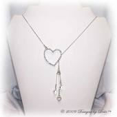 Designs by Debi Handmade Jewelry Sterling Silver, CZ and Swarovski Crystal Hearts Lariat Necklace