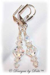 Designs by Debi Handmade Jewelry Signature Collection Earrings Crystal AB and Crystal Earrings with sterling silver plated leverbacks
