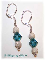 Designs by Debi Handmade Jewelry Indicolite Teal and Sterling Silver Stardust snowballs Earrings
