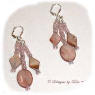 Designs by Debi Handmade Jewelry Beige / Taupe Shell Mother of Pearl Dangly Silver Leverback Earrings ~ OOAK