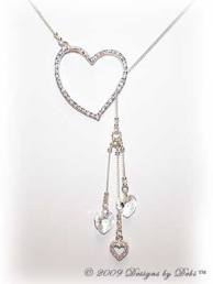 Designs by Debi Handmade Jewelry sterling silver and CZ hearts lariat necklace