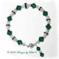 Designs by Debi Handmade Jewelry Swarovski Crystal Emerald Bicones and Silver Filigree Bracelet with a Magnetic Clasp
