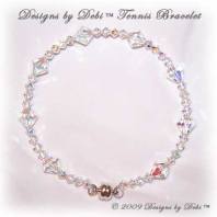 Designs by Debi Handmade Jewelry Swarovski Crystal AB Bicones Bangle Style Tennis Bracelet with Silver Magnetic Clasp