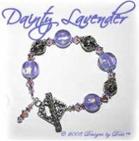 Designs by Debi Handmade Jewelry "Dainty Lavender" Lavender Dichroic Artisan Handmade Lampwork, Bali Silver and Swarovski Crystal Violet AB2x Bicones Bracelet with a Bali Silver Square Scrolled Motif Toggle Clasp ~ OOAK