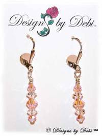 Designs by Debi Handmade Jewelry Signature Collection Earrings Light Peach AB2x and Crystal Earrings with sterling silver plated leverbacks