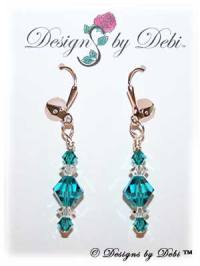 Designs by Debi Handmade Jewelry Signature Collection Earrings Blue Zircon and Crystal Earrings with sterling silver plated leverbacks December Birthstone