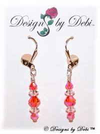 Designs by Debi Handmade Jewelry Signature Collection Earrings Red Topaz AB2x and Crystal Earrings with sterling silver plated leverbacks