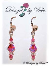 Designs by Debi Handmade Jewelry Signature Collection Earrings Padparadscha AB2x and Crystal Earrings with sterling silver plated leverbacks