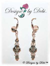 Designs by Debi Handmade Jewelry Signature Collection Earrings Black Diamond and Crystal Earrings with sterling silver plated leverbacks