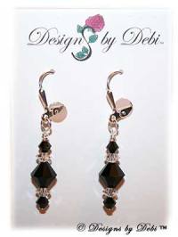 Designs by Debi Handmade Jewelry Signature Collection Earrings Jet and Crystal Earrings with sterling silver plated leverbacks