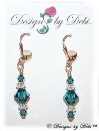 Designs by Debi Handmade Jewelry Signature Collection Earrings Indicolite and Crystal Earrings with sterling silver plated leverbacks