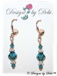 Designs by Debi Handmade Jewelry Signature Collection Earrings Indicolite and Crystal Earrings with sterling silver plated leverbacks