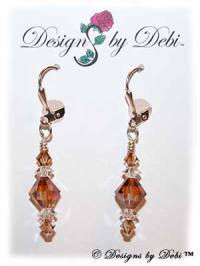 Designs by Debi Handmade Jewelry Signature Collection Earrings Crystal Copper and Crystal Earrings with sterling silver plated leverbacks