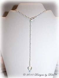 Designs by Debi Handmade Jewelry Swarovski Crystal AB, White Cat's Eye Hearts and Sterling Silver Textured Chain Necklace with a Sterling Silver Hook Classp and Front & Back Drops