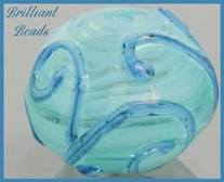 Glacier Blue Scrollwork Hollow Lampwork Bead handmade by Gillian Soskin of Brilliant Beads