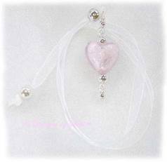 Designs by Debi Handmade Jewelry Light Pink Foil Heart Ribbon Slide Bookmark