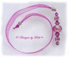 Designs by Debi Handmade Jewelry Fuchsia Daisy Bubbles and Crystal Ribbon Slide Bookmark