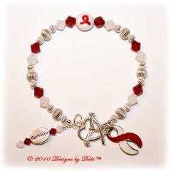 Designs by Debi Handmade Jewelry Aplastic Anemia Awareness Bracelet Survivor red and white