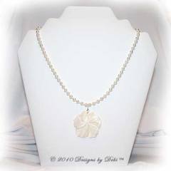 Designs by Debi Handmade Jewelry Ivory Freshwater Pearls & Natural Shell Flower Necklace with Sterling Silver S-hook clasp