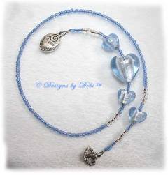 Designs by Debi Handmade Jewelry Light Blue 'Follow Your Dreams' and Double Hearts Thong Bookmark