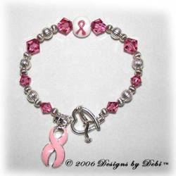 Designs by Debi Handmade Jewelry Awareness Bracelet Sample Style #4 Pink for breast cancer awareness, childhood cancer awareness, cleft lip awareness, cleft palate awareness