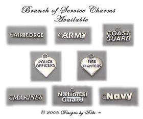 Designs by Debi Handmade Jewelry Branch of Service Charms