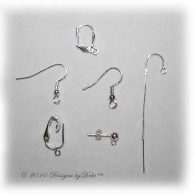 Designs by Debi Handmade Jewelry Alternate Selections of Earring Findings leverback, fish hook, threads, post, clip-on