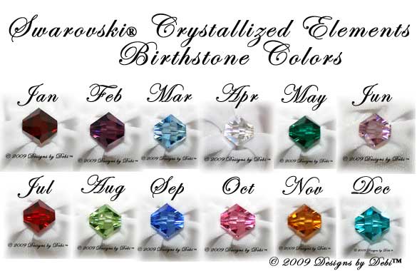 Swarovski crystal birthstone colors
