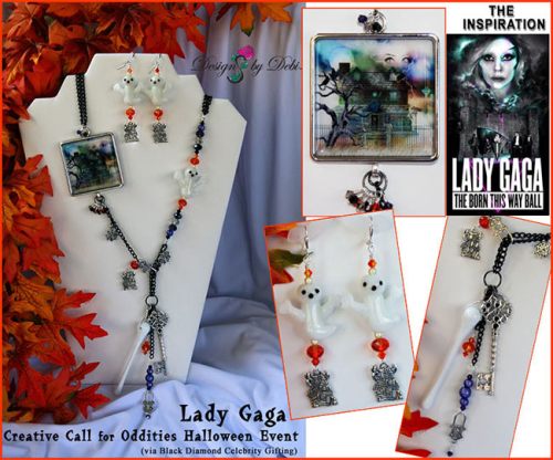 Copyright Designs by Debi Handmade Jewelry - Set of jewelry for Lady Gaga's Creative Call for Oddities Halloween Event