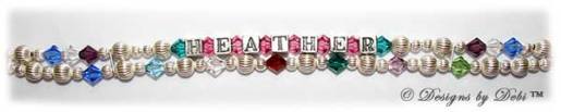 This bracelet has a second strand added that has all of Heather's grandchildren's birthstones in the same 6mm size as the crystals on the original strand.