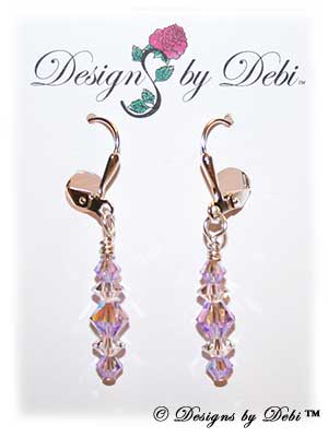 Designs by Debi Handmade Jewelry Signature Collection Earrings Violet AB2x and Crystal Earrings with sterling silver plated leverbacks