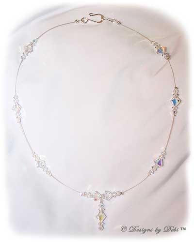 Designs by Debi Handmade Jewelry Signature Collection Necklace in Crystal AB aurora borealis and silver