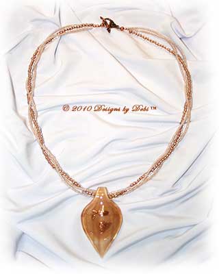 Designs by Debi Handmade Jewelry Copper, Cream and Goldstaone Leaf Multi-strand Necklace with Copper Leaf Toggle Clasp