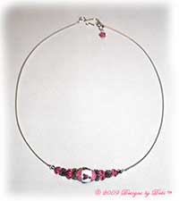 Designs by Debi Handmade Jewelry Pink and White Roses Glass Bead and Swarovski Crystal Rose Bicones Silver Necklace with Hook Clasp