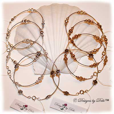 Designs by Debi Handmade Jewelry Beaded Bangle Bracelets in Silver and Gold