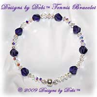 Designs by Debi Handmade Jewelry Swarovski Crystal AB Simplicity and Purple Velvet Helix Bangle Style Tennis Bracelet with Silver Magnetic Clasp