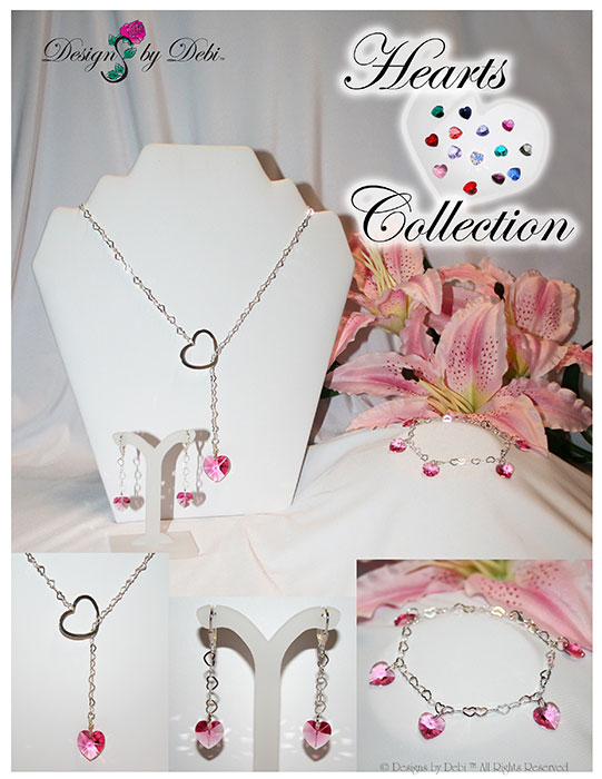 Designs by Debi Hearts Collection sterling silver and Swarovski Crystal Hearts handmade jewelry © Designs by Debi ALL RIGHTS RESERVED