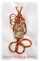 Goldstone, White and Crystal Tube Handmade Wire-Wrapped Pendant in Copper