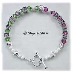 Designs by Debi Handmade Jewelry Couples Keepsake Bracelet in the Karen Style Twist and Stardust bead combination with a heart toggle clasp. Wife's Bracelet Girlfreind's Bracelet